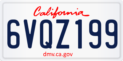 CA license plate 6VQZ199