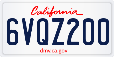CA license plate 6VQZ200