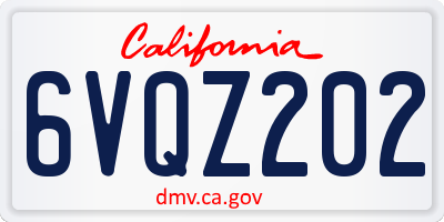 CA license plate 6VQZ202