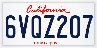 CA license plate 6VQZ207