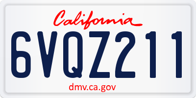 CA license plate 6VQZ211