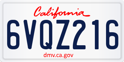 CA license plate 6VQZ216