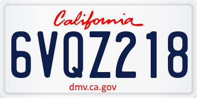 CA license plate 6VQZ218
