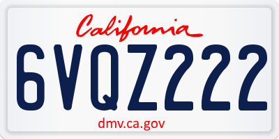 CA license plate 6VQZ222