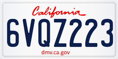 CA license plate 6VQZ223