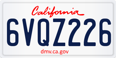 CA license plate 6VQZ226