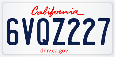 CA license plate 6VQZ227