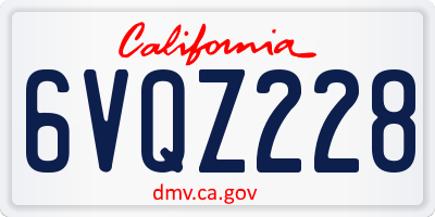 CA license plate 6VQZ228