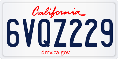 CA license plate 6VQZ229