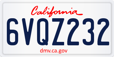 CA license plate 6VQZ232