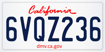 CA license plate 6VQZ236