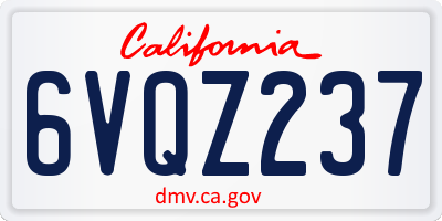 CA license plate 6VQZ237