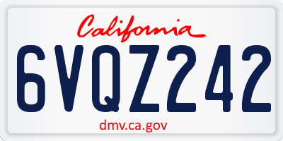 CA license plate 6VQZ242