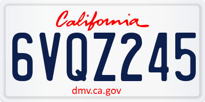 CA license plate 6VQZ245
