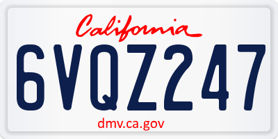 CA license plate 6VQZ247