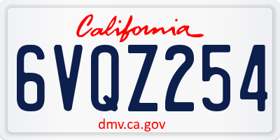 CA license plate 6VQZ254
