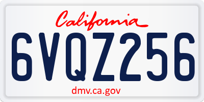 CA license plate 6VQZ256
