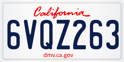 CA license plate 6VQZ263