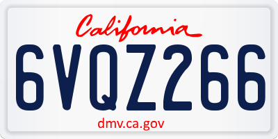 CA license plate 6VQZ266