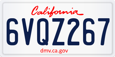 CA license plate 6VQZ267