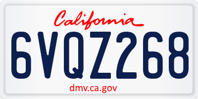 CA license plate 6VQZ268