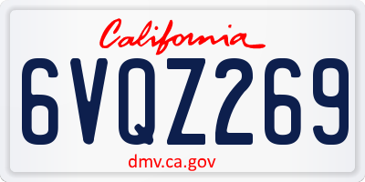 CA license plate 6VQZ269