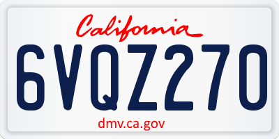 CA license plate 6VQZ270