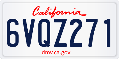 CA license plate 6VQZ271