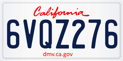 CA license plate 6VQZ276