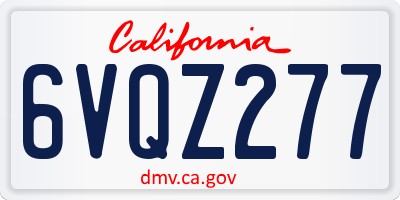CA license plate 6VQZ277