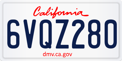 CA license plate 6VQZ280
