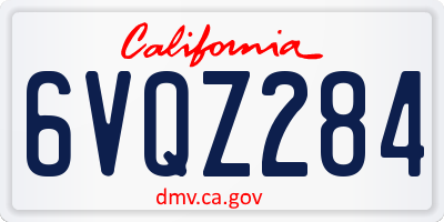 CA license plate 6VQZ284
