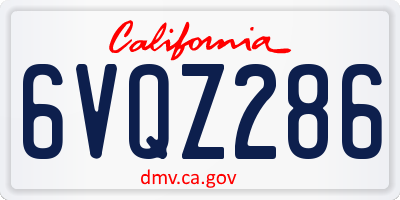 CA license plate 6VQZ286