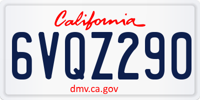 CA license plate 6VQZ290