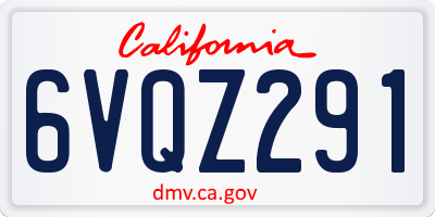 CA license plate 6VQZ291