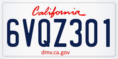 CA license plate 6VQZ301