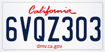CA license plate 6VQZ303