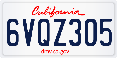 CA license plate 6VQZ305
