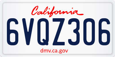 CA license plate 6VQZ306