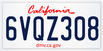 CA license plate 6VQZ308