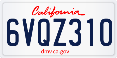 CA license plate 6VQZ310