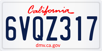 CA license plate 6VQZ317
