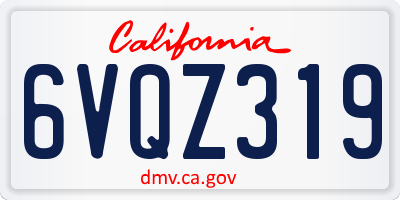 CA license plate 6VQZ319