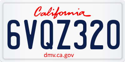 CA license plate 6VQZ320