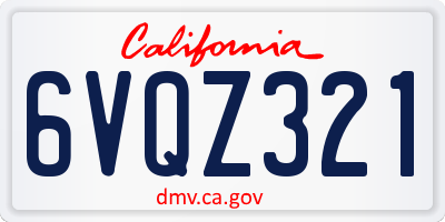 CA license plate 6VQZ321
