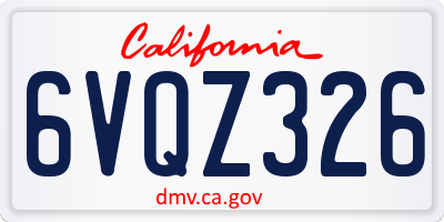 CA license plate 6VQZ326