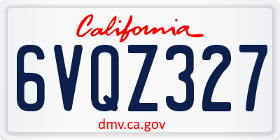 CA license plate 6VQZ327