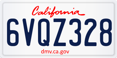 CA license plate 6VQZ328