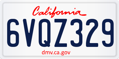 CA license plate 6VQZ329