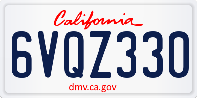 CA license plate 6VQZ330